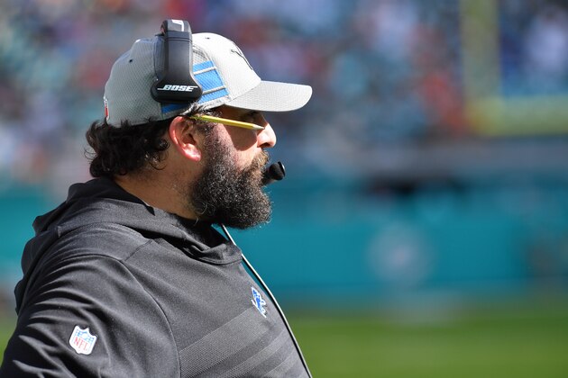 MIAMI, FL - OCTOBER 21: Head coach Matt Patricia of the Detroit Lions looks on from the sideline in the fourth quarter against the Miami Dolphins at Hard Rock Stadium on October 21, 2018 in Miami, Florida. (Photo by Mark Brown/Getty Images)