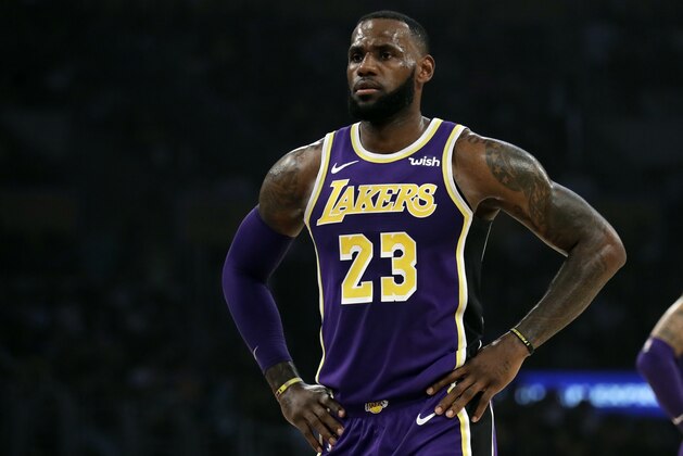 Los Angeles Lakers forward LeBron James (23) during the first half of an NBA basketball game against the Dallas Mavericks Wednesday, Oct. 31, 2018, in Los Angeles. (AP Photo/Marcio Jose Sanchez) Los Angeles Lakers forward LeBron James (23) during the first half of an NBA basketball game against the Dallas Mavericks Wednesday, Oct. 31, 2018, in Los Angeles. (AP Photo/Marcio Jose Sanchez)