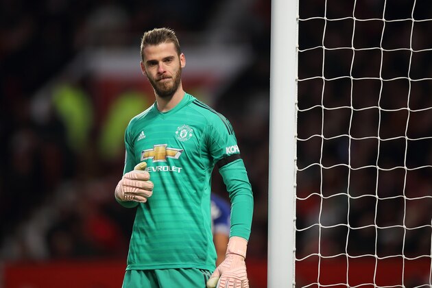 MANCHESTER, ENGLAND - OCTOBER 28: David de Gea of Manchester United during the Premier League match between Manchester United and Everton FC at Old Trafford on October 28, 2018 in Manchester, United Kingdom. (Photo by Matthew Ashton - AMA/Getty Images)