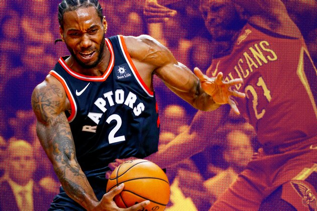 Utah Jazz forward Royce O'Neale (23) pulls down a rebound as Toronto Raptors forward Kawhi Leonard (2) defends in the first half during an NBA preseason basketball game Tuesday, Oct. 2, 2018, in Salt Lake City. (AP Photo/Rick Bowmer)