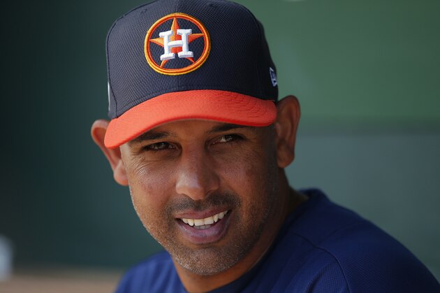 JUPITER, FL - MARCH 09: Bench coach Alex Cora #26 of the Houston Astros looks on during a game against the St. Louis Cardinals at Roger Dean Stadium on March 9, 2017 in Jupiter, Florida. (Photo by Rich Schultz/Getty Images)
