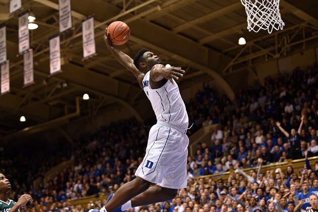 DURHAM, NORTH CAROLINA - NOVEMBER 14: Zion Williamson #1 of the Duke Blue Devils dunks against the Eastern Michigan Eagles during the first half of their game at Cameron Indoor Stadium on November 14, 2018 in Durham, North Carolina. (Photo by Grant Halverson/Getty Images)