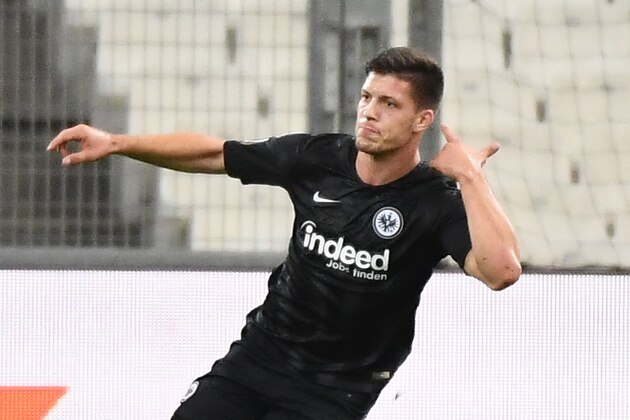 Eintr. Frankfurt's Serbian forward Luka Jovic celebrates after scoring a goal during the UEFA Europa League Group H first-leg football match between Marseille (OM) and Eintracht Frankfurt at the Velodrome stadium in Marseille, southeastern France, on September 20, 2018. (Photo by Boris HORVAT / AFP) (Photo credit should read BORIS HORVAT/AFP/Getty Images) Eintr. Frankfurt's Serbian forward Luka Jovic celebrates after scoring a goal during the UEFA Europa League Group H first-leg football match between Marseille (OM) and Eintracht Frankfurt at the Velodrome stadium in Marseille, southeastern France, on September 20, 2018. (Photo by Boris HORVAT / AFP) (Photo credit should read BORIS HORVAT/AFP/Getty Images)