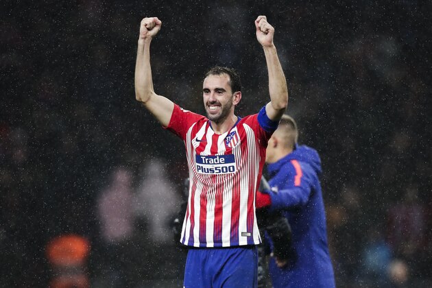 MADRID, SPAIN - NOVEMBER 10: Diego Godin of Atletico Madrid during the La Liga Santander  match between Atletico Madrid v Athletic de Bilbao at the Estadio Wanda Metropolitano on November 10, 2018 in Madrid Spain (Photo by David S Bustamante/Soccrates /Getty Images)