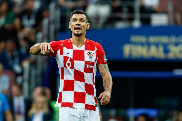 MOSCOW, RUSSIA - JULY 15: Dejan Lovren of Croatia gestures during the 2018 FIFA World Cup Russia Final between France and Croatia at Luzhniki Stadium on July 15, 2018 in Moscow, Russia. (Photo by TF-Images/Getty Images)