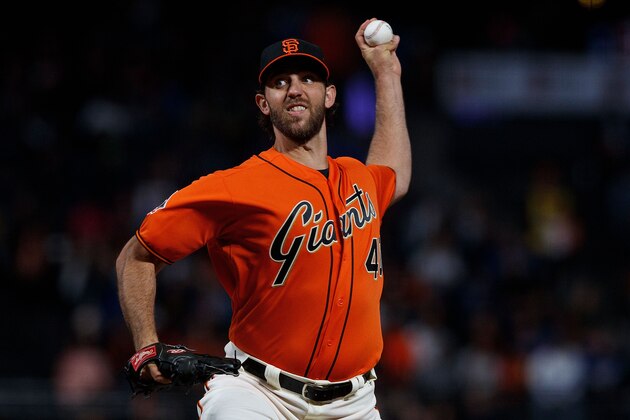 SAN FRANCISCO, CA - SEPTEMBER 28: Madison Bumgarner #40 of the San Francisco Giants pitches against the Los Angeles Dodgers during the first inning at AT&T Park on September 28, 2018 in San Francisco, California. The Los Angeles Dodgers defeated the San Francisco Giants 3-1. (Photo by Jason O. Watson/Getty Images) SAN FRANCISCO, CA - SEPTEMBER 28: Madison Bumgarner #40 of the San Francisco Giants pitches against the Los Angeles Dodgers during the first inning at AT&T Park on September 28, 2018 in San Francisco, California. The Los Angeles Dodgers defeated the San Francisco Giants 3-1. (Photo by Jason O. Watson/Getty Images)