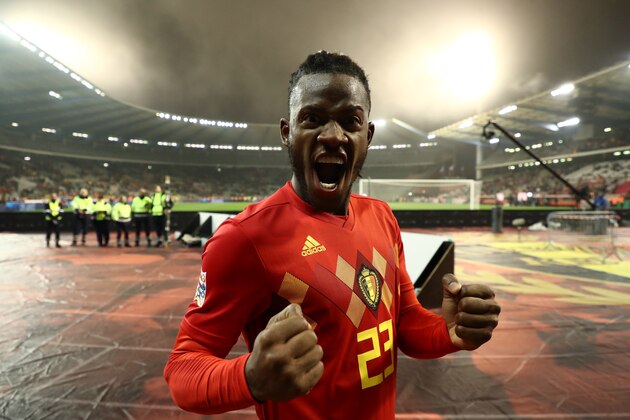BRUSSELS, BELGIUM - NOVEMBER 15: Michy Batshuayi celebrates after winning during the UEFA Nations League A group two match between Belgium and Iceland at King Baudouin Stadium on November 15, 2018 in Brussels, Belgium. (Photo by Vincent Van Doornick/Isosport/MB Media/Getty Images)