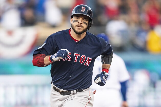 LOS ANGELES, CA - OCTOBER 28: Steve Pearce #25 of the Boston Red Sox rounds the bases after hitting a two run home run during the first inning of game five of the 2018 World Series against the Los Angeles Dodgers on October 28, 2018 at Dodger Stadium in Los Angeles, California. (Photo by Billie Weiss/Boston Red Sox/Getty Images) LOS ANGELES, CA - OCTOBER 28: Steve Pearce #25 of the Boston Red Sox rounds the bases after hitting a two run home run during the first inning of game five of the 2018 World Series against the Los Angeles Dodgers on October 28, 2018 at Dodger Stadium in Los Angeles, California. (Photo by Billie Weiss/Boston Red Sox/Getty Images)