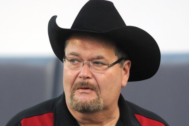 EL PASO, TX - SEPTEMBER 1: World Wrestling Entertainment announcer and Oklahoma Sooners fan Jim Ross walks the field before the Sooners' game against the UTEP Miners on September 1, 2012 at The Sunbowl in El Paso, Texas. (Photo by Jackson Laizure/Getty Images)