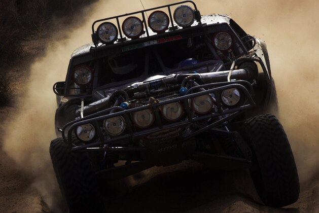 US´ Scott Myers steers his Trophy Truck during the 2008 Tecate Score Baja 1000 off-road race in the outskirts of Ensenada, Mexico, Friday, Nov. 21, 2008.(AP Photo/Guillermo Arias)