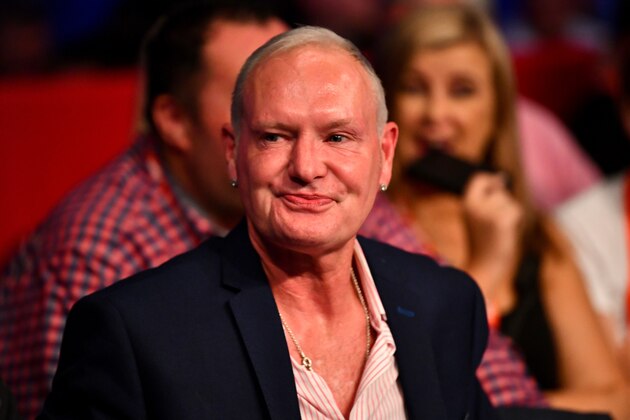 MANCHESTER, ENGLAND - JUNE 09:  Paul Gascoigne is seen ringside at Manchester Arena on June 9, 2018 in Manchester, England.  (Photo by Justin Setterfield/Getty Images)