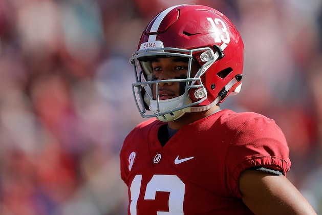 TUSCALOOSA, AL - NOVEMBER 17:  Tua Tagovailoa #13 of the Alabama Crimson Tide in action against the Citadel Bulldogs at Bryant-Denny Stadium on November 17, 2018 in Tuscaloosa, Alabama.  (Photo by Kevin C. Cox/Getty Images)