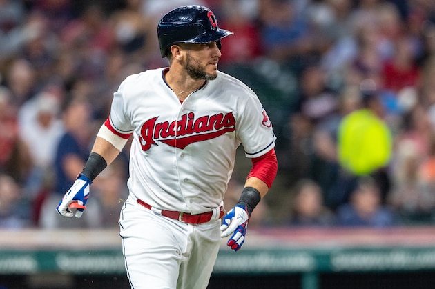 CLEVELAND, OH - SEPTEMBER 21: Yan Gomes #7 of the Cleveland Indians rounds the bases on a two run homer during the fourth inning against the Boston Red Sox at Progressive Field on September 21, 2018 in Cleveland, Ohio. (Photo by Jason Miller/Getty Images)