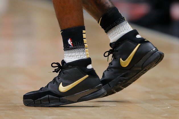 ATLANTA, GA - NOVEMBER 19:  A view of the shoes worn by Taurean Prince #12 of the Atlanta Hawks against the LA Clippers at State Farm Arena on November 19, 2018 in Atlanta, Georgia.  NOTE TO USER: User expressly acknowledges and agrees that, by downloading and or using this photograph, User is consenting to the terms and conditions of the Getty Images License Agreement.  (Photo by Kevin C. Cox/Getty Images)