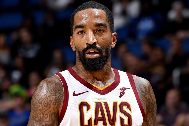 ORLANDO, FL - NOVEMBER 5: JR Smith #5 of the Cleveland Cavaliers looks on against the Orlando Magic on November 5, 2018 at Amway Center in Orlando, Florida. NOTE TO USER: User expressly acknowledges and agrees that, by downloading and or using this photograph, User is consenting to the terms and conditions of the Getty Images License Agreement. Mandatory Copyright Notice: Copyright 2018 NBAE (Photo by Fernando Medina/NBAE via Getty Images)