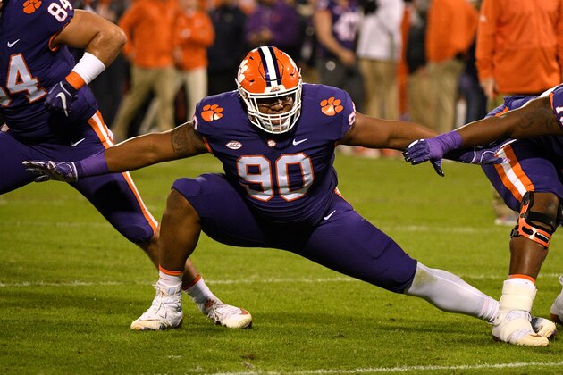 CLEMSON, SC - NOVEMBER 17: Dexter Lawrence #90 of the Clemson Tigers warms up prior to their game against the Duke Blue Devils at Clemson Memorial Stadium on November 17, 2018 in Clemson, South Carolina. (Photo by Lance King/Getty Images)