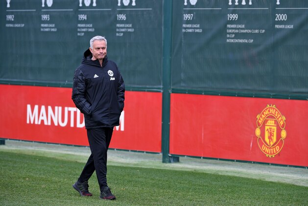 Manchester United's Portuguese manager Jose Mourinho attends a training session at the Carrington Training complex in Manchester, north west England on November 6, 2018, on the eve of their UEFA Champions League group H football match against Juventus. (Photo by Paul ELLIS / AFP)        (Photo credit should read PAUL ELLIS/AFP/Getty Images)