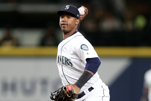 SEATTLE - SEPTEMBER 24:  Jean Segura #2 of the Seattle Mariners plays shortstop during the game against the Oakland Athletics at Safeco Field on September 24, 2018 in Seattle, Washington.  The Athletics defeated the Mariners 7-3.  (Photo by Rob Leiter/MLB Photos via Getty Images)