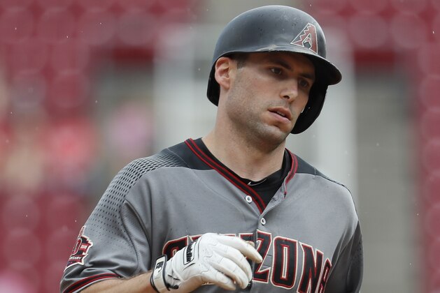 Arizona Diamondbacks' Paul Goldschmidt runs the bases after hitting a solo home run off Cincinnati Reds relief pitcher Keury Mella in the ninth inning of a baseball game, Sunday, Aug. 12, 2018, in Cincinnati. (AP Photo/John Minchillo)