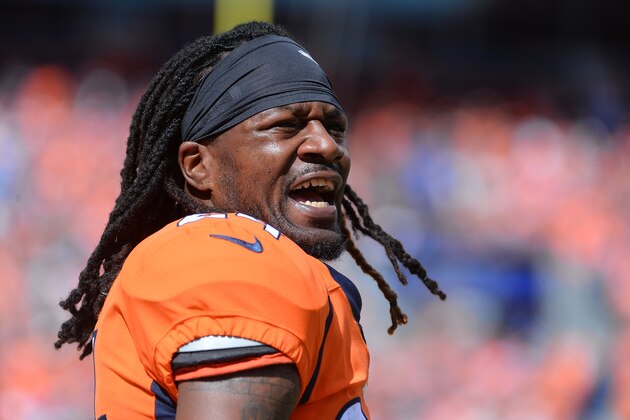 DENVER, CO - SEPTEMBER 9:  Defensive back Adam Jones #24 of the Denver Broncos reacts to a call against the Seattle Seahawks at Broncos Stadium at Mile High on September 9, 2018 in {Denver, Colorado. (Photo by Bart Young/Getty Images)