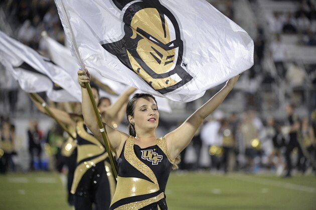 Members of Central Florida's Marching Knights perform before an NCAA college football game against Tulsa on Saturday, Nov. 19, 2016 in Orlando, Fla. (AP Photo/Phelan M. Ebenhack)