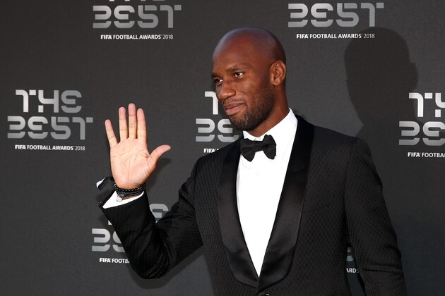 LONDON, ENGLAND - SEPTEMBER 24:  Ivorian footballer Didier Drogba arrives on the Green Carpet ahead of The Best FIFA Football Awards at Royal Festival Hall on September 24, 2018 in London, England.  (Photo by Julian Finney/Getty Images)