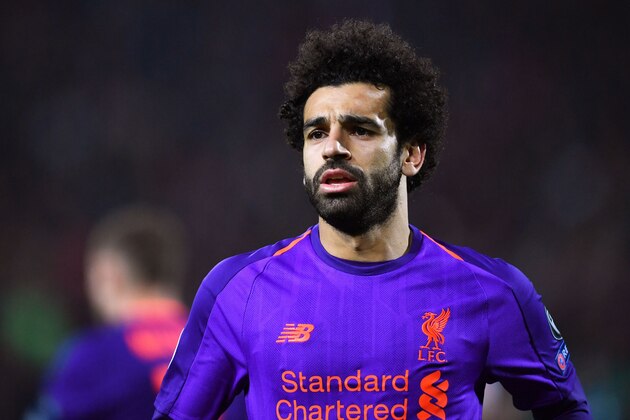 Liverpool's Egyptian forward Mohamed Salah reacts  during the UEFA Champions League Group C second-leg football match between Red Star Belgrade and Liverpool FC at the Rajko Mitic Stadium in Belgrade on November 6, 2018. (Photo by Andrej ISAKOVIC / AFP)        (Photo credit should read ANDREJ ISAKOVIC/AFP/Getty Images)