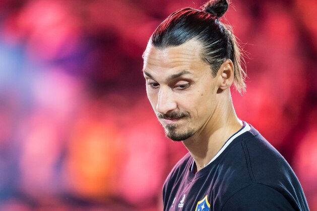 CARSON, CA - SEPTEMBER 29: Zlatan Ibrahimovic #9 of Los Angeles Galaxy  during the Los Angeles Galaxy's MLS match against Vancouver Whitecaps at the StubHub Center on September 29, 2018 in Carson, California.  The Los Angeles Galaxy won the match 3-0 (Photo by Shaun Clark/Getty Images)