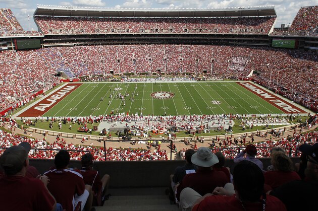 Bryant Denny Stadium during the first half of an NCAA college football game between Alabama and Florida on Saturday, Sept. 20, 2014, in Tuscaloosa, Ala. (AP Photo/Butch Dill)