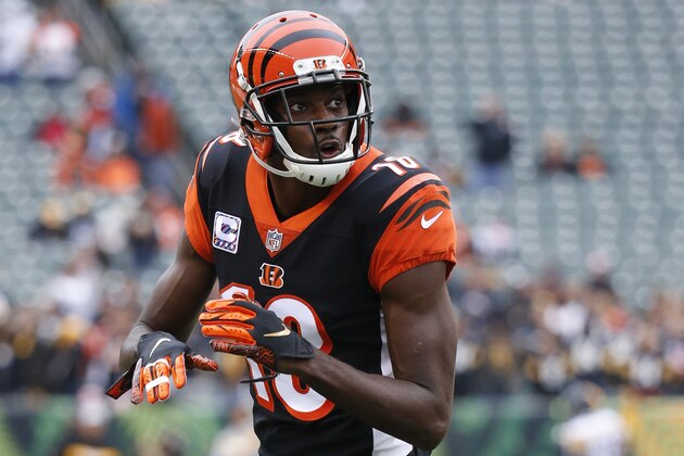 Cincinnati Bengals wide receiver A.J. Green practices before an NFL football game against the Pittsburgh Steelers, Sunday, Oct. 14, 2018, in Cincinnati. (AP Photo/Frank Victores)