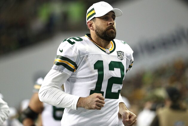 SEATTLE, WA - NOVEMBER 15:  Aaron Rodgers #12 of the Green Bay Packers exits the field at halftime against the Seattle Seahawks during their game at CenturyLink Field on November 15, 2018 in Seattle, Washington.  (Photo by Abbie Parr/Getty Images)