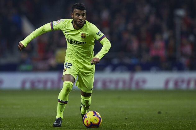 MADRID, SPAIN - NOVEMBER 24:  Rafinha of FC Barcelona in action during the La Liga match between Club Atletico de Madrid and FC Barcelona at Wanda Metropolitano on November 24, 2018 in Madrid, Spain.  (Photo by Quality Sport Images/Getty Images)