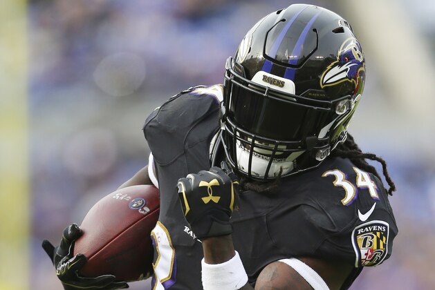 Baltimore Ravens running back Alex Collins #34 in action against the Cincinnati Bengals during an NFL football game on Sunday, Nov. 18, 2018, in Baltimore. (AP Photo/Rich Schultz)