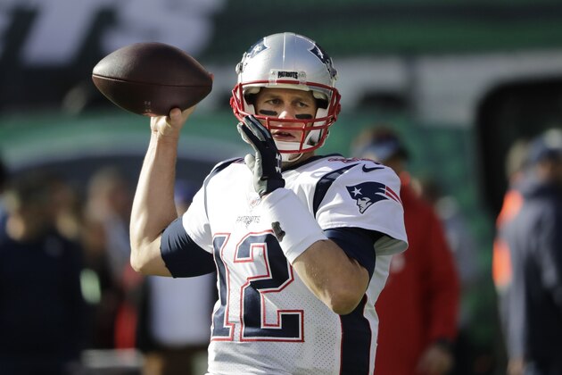New England Patriots quarterback Tom Brady (12) warms up before an NFL football game against the New York Jets Sunday, Nov. 25, 2018, in East Rutherford, N.J. (AP Photo/Bill Kostroun)