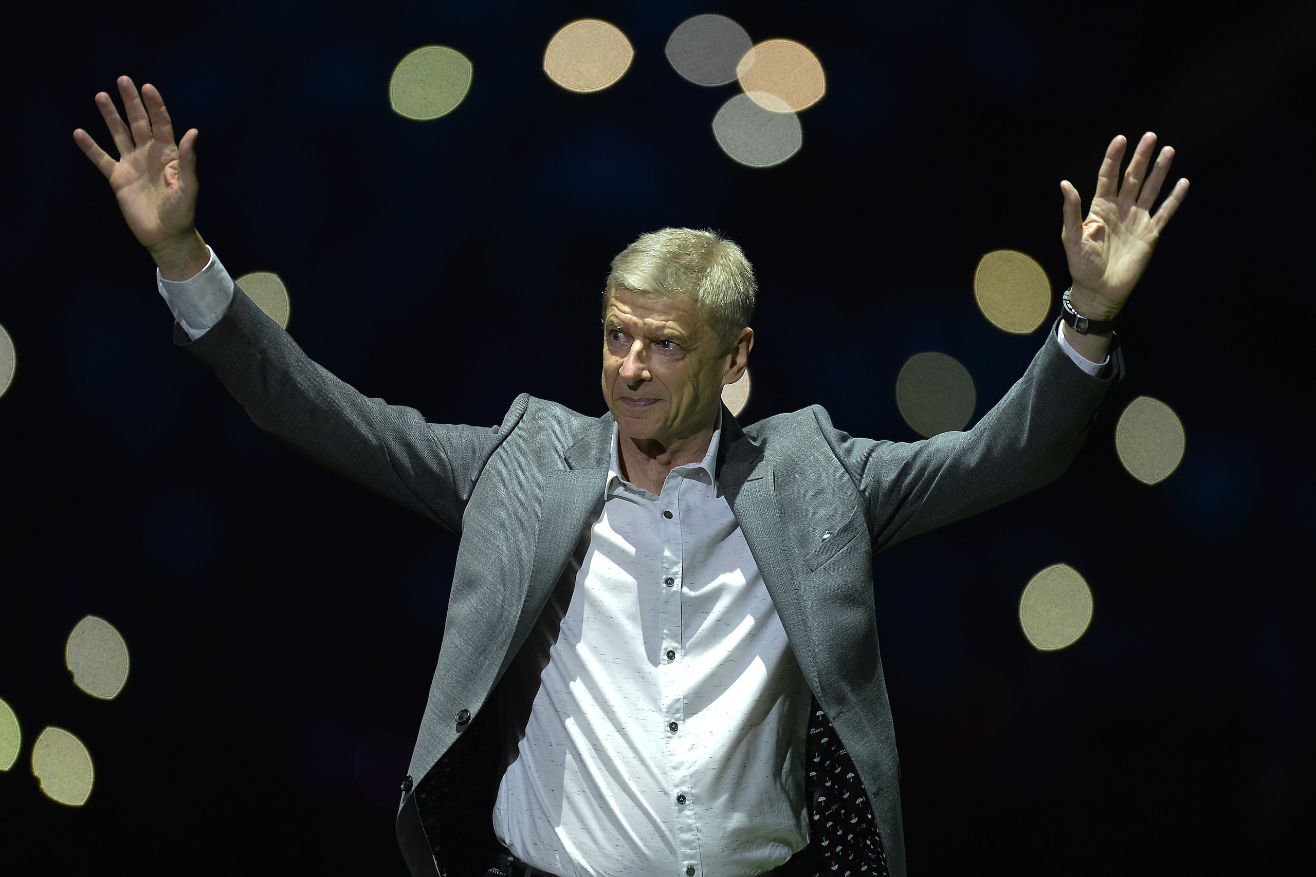 NANTERRE, FRANCE - JUNE 12: Arsene Wenger of FIFA 98 reacts during the players presentation before the friendly match between France 98 and FIFA 98 at U Arena on June 12, 2018 in Nanterre, France. (Photo by Aurelien Meunier/Getty Images) NANTERRE, FRANCE - JUNE 12: Arsene Wenger of FIFA 98 reacts during the players presentation before the friendly match between France 98 and FIFA 98 at U Arena on June 12, 2018 in Nanterre, France. (Photo by Aurelien Meunier/Getty Images)