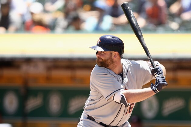 OAKLAND, CA - JUNE 14:  Brian McCann #16 of the Houston Astros bats against the Oakland Athletics at Oakland Alameda Coliseum on June 14, 2018 in Oakland, California.  (Photo by Ezra Shaw/Getty Images)