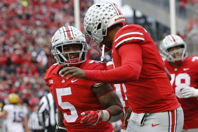 Ohio State running back Mike Weber plays against Michigan during an NCAA college football game Saturday, Nov. 24, 2018, in Columbus, Ohio. (AP Photo/Jay LaPrete)
