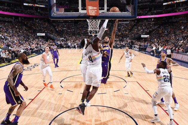 DENVER, CO - NOVEMBER 27: Brandon Ingram #14 of the Los Angeles Lakers shoots the ball against the Denver Nuggets  on November 27, 2018 at the Pepsi Center in Denver, Colorado. NOTE TO USER: User expressly acknowledges and agrees that, by downloading and/or using this Photograph, user is consenting to the terms and conditions of the Getty Images License Agreement. Mandatory Copyright Notice: Copyright 2018 NBAE (Photo by Garrett Ellwood/NBAE via Getty Images)