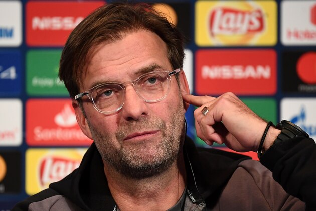 Liverpool's German head coach Jurgen Klopp reacts as he gives a press conference at the Parc des Princes stadium in Paris on November 27, 2018 on the eve of their Champions' League football match against Paris Saint-Germain (PSG). (Photo by FRANCK FIFE / AFP)        (Photo credit should read FRANCK FIFE/AFP/Getty Images)