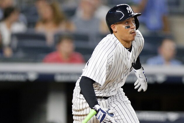 NEW YORK, NY - AUGUST 29:  Ronald Torreyes #74 of the New York Yankees in action during an MLB baseball game against the Chicago White Sox on August 29, 2018 at Yankee Stadium in the Bronx borough of New York City. Chicago won 4-1. (Photo by Paul Bereswill/Getty Images)