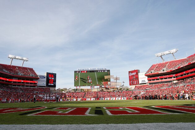 TAMPA, FL - NOVEMBER 25: A view of Raymond James Stadium during the game between the San Francisco 49ers and the Tampa Bay Buccaneers on November 25, 2018 in Tampa, Florida. The Buccaneers defeated the 49ers 27-9. (Photo by Michael Zagaris/San Francisco 49ers/Getty Images)