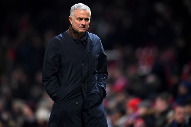 MANCHESTER, ENGLAND - NOVEMBER 27: Jose Mourinho of Manchester United looks on during the UEFA Champions League Group H match between Manchester United and BSC Young Boys at Old Trafford on November 27, 2018 in Manchester, United Kingdom. (Photo by Laurence Griffiths/Getty Images)