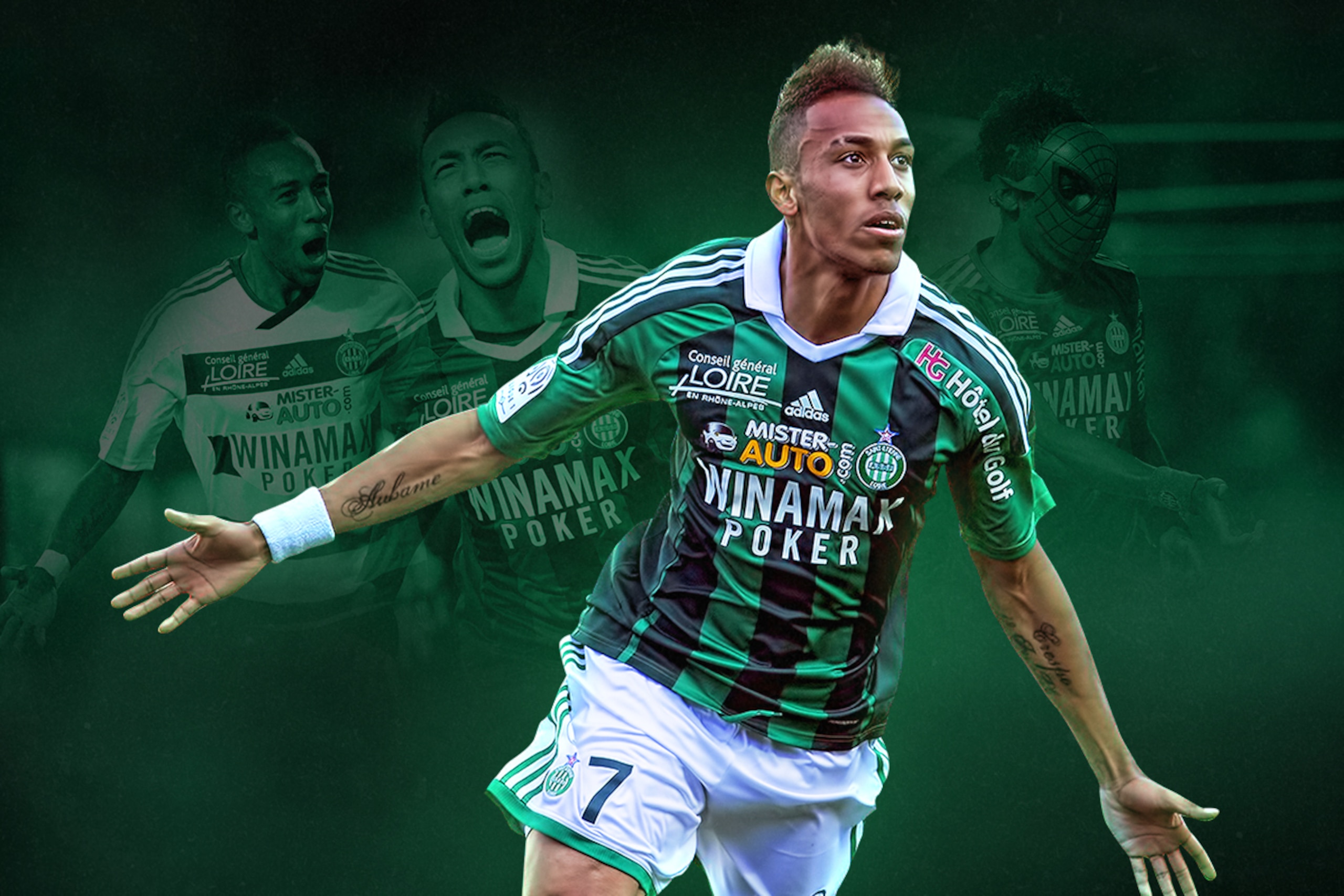 Saint-Etienne's Gabonese forward Pierre-Emerick Aubameyang celebrates after winning the French League Cup final football match between Saint-Etienne and Rennes at the Stade de France on April 20, 2013 in Saint-Denis, near Paris. Saint-Etienne won 1-0.   AFP PHOTO / FRANCK FIFE        (Photo credit should read FRANCK FIFE/AFP/Getty Images)