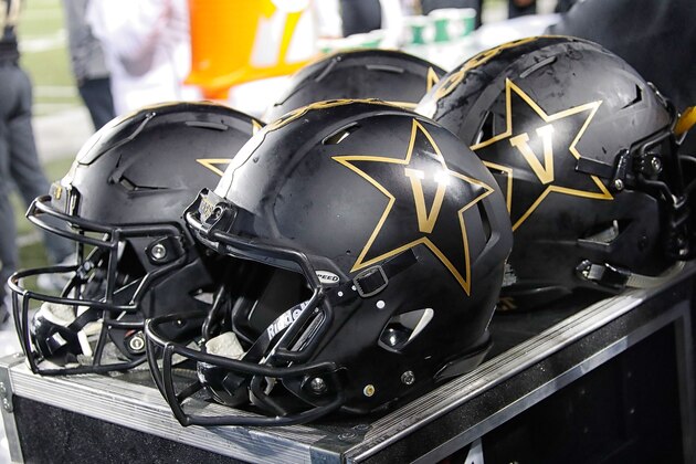 NASHVILLE, TN - NOVEMBER 24: Helmets of the Vanderbilt Commodores rest on the sideline during a game against during a 38-13 Vanderbilt victory over the University of Tennessee at Vanderbilt Stadium on November 24, 2018 in Nashville, Tennessee. (Photo by Frederick Breedon/Getty Images) NASHVILLE, TN - NOVEMBER 24: Helmets of the Vanderbilt Commodores rest on the sideline during a game against during a 38-13 Vanderbilt victory over the University of Tennessee at Vanderbilt Stadium on November 24, 2018 in Nashville, Tennessee. (Photo by Frederick Breedon/Getty Images)