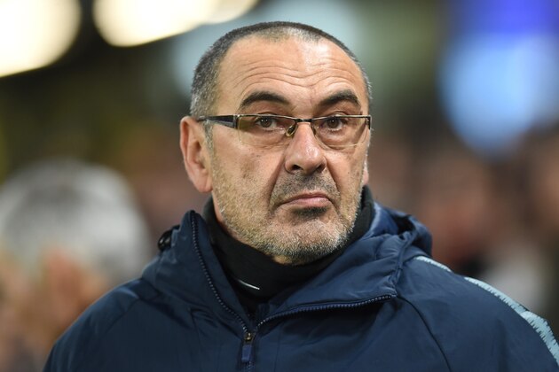 LONDON, ENGLAND - NOVEMBER 29: Maurizio Sarri of Chelsea looks on prior to the UEFA Europa League Group L match between Chelsea and PAOK at Stamford Bridge on November 29, 2018 in London, United Kingdom. (Photo by Harriet Lander/Copa/Getty Images)