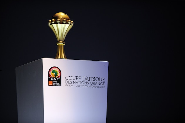 The trophy for the African Nations football Cup (CAN 2012) is seen on stage during a draw ceremony, in Malabo, on October 29, 2011. The top football competition of the African continent will be co-hosted by Equatorial Guinea and Gabon from January 21 to February 12, 2012. AFP PHOTO / VOISHMEL (Photo credit should read VOISHMEL/AFP/Getty Images)