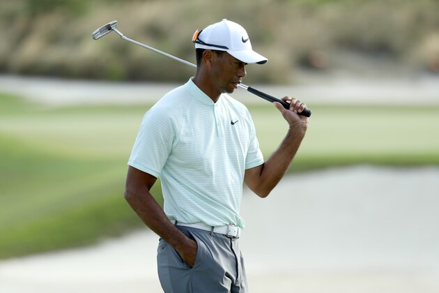 NASSAU, BAHAMAS - NOVEMBER 30: Tiger Woods of the United States prepares to putt on the 18th green during round two of the Hero World Challenge at Albany, Bahamas on November 30, 2018 at Albany, Bahamas in Nassau, Bahamas. (Photo by Rob Carr/Getty Images)