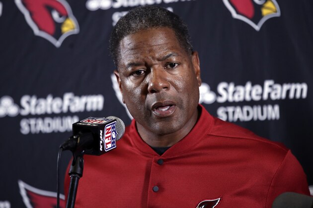 Arizona Cardinals head coach Steve Wilks fields question during a post game news conference after an NFL football game against the Los Angeles Chargers Sunday, Nov. 25, 2018, in Carson, Calif. (AP Photo/Jae C. Hong )