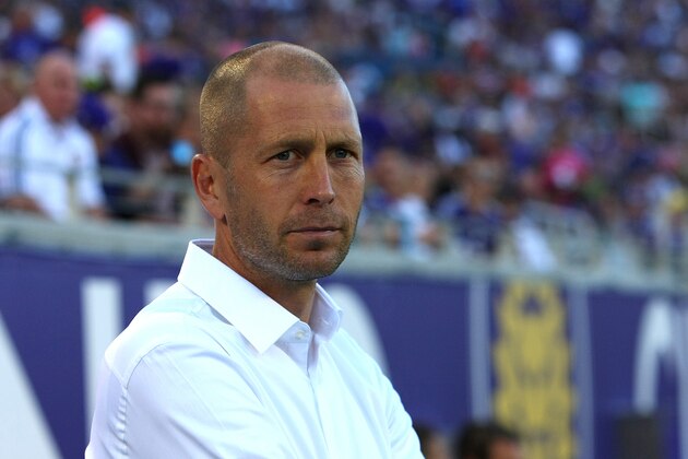 ORLANDO, FL - MAY 30: Columbus Crew SC head coach Gregg Berhalter is seen on the sideline prior to a MLS soccer match between the Columbus Crew and the Orlando City SC at the Orlando Citrus Bowl on May 30, 2015 in Orlando, Florida. The game ended in a 2-2 draw. (Photo by Alex Menendez/Getty Images)