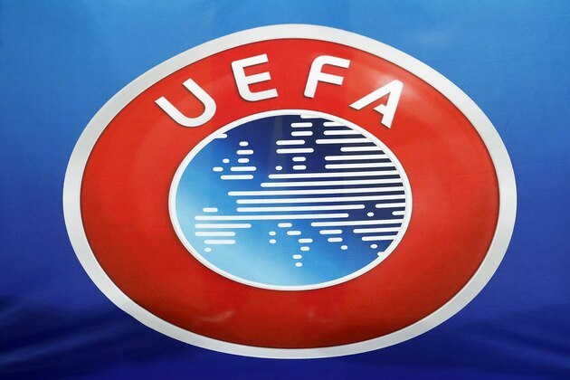 logo UEFA during the FIFA Women's World Cup 2019 play off final first leg match between The Netherlands and Switzerland at the Galgenwaard stadium on November 09, 2018 in Utrecht, The Netherlands(Photo by VI Images via Getty Images)